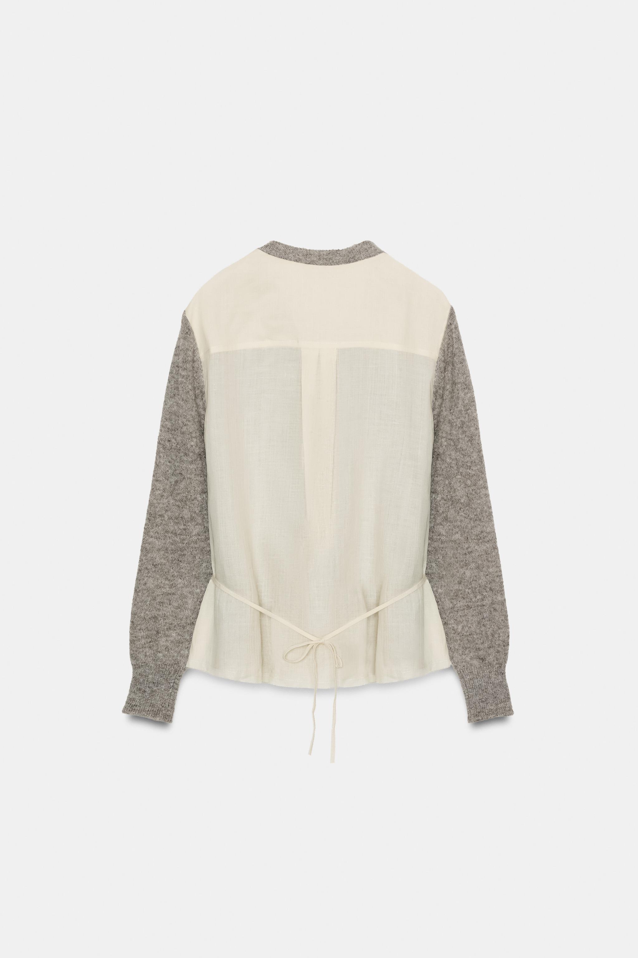 COMBINATION KNIT CARDIGAN WITH BELT